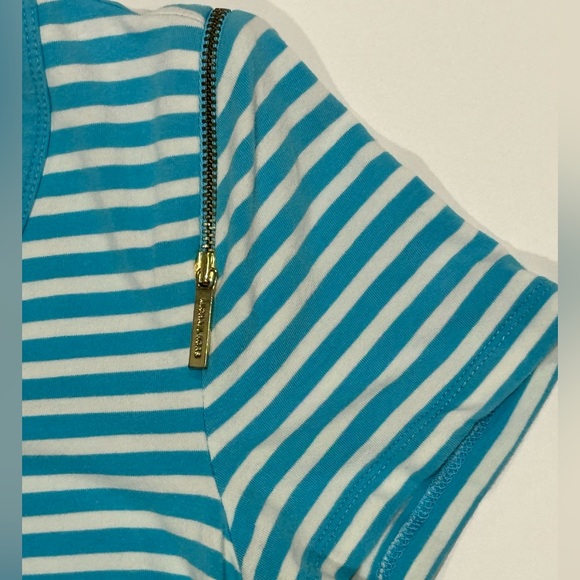 Michael Kors Striped Zip Shoulder Top Blue White Short Sleeve Size S - Picture 4 of 6